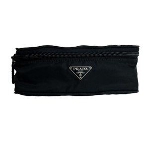 Prada Nylon 7” Micro Roll Out Cosmetic Bag Pouch Black Case